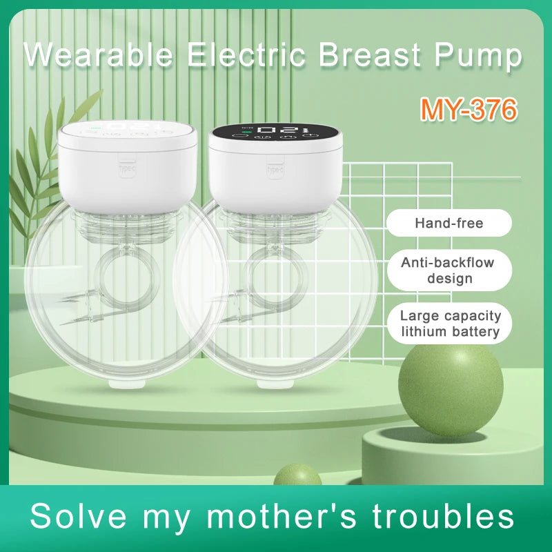 Upgraded Wearable Breast Pump - Hands-Free Electric Milk Collector, BPA-Free