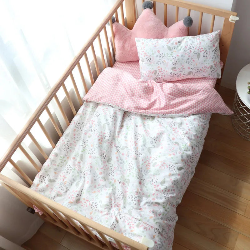 3 Pcs Baby Crib Bedding Set - Cotton Bed Linens