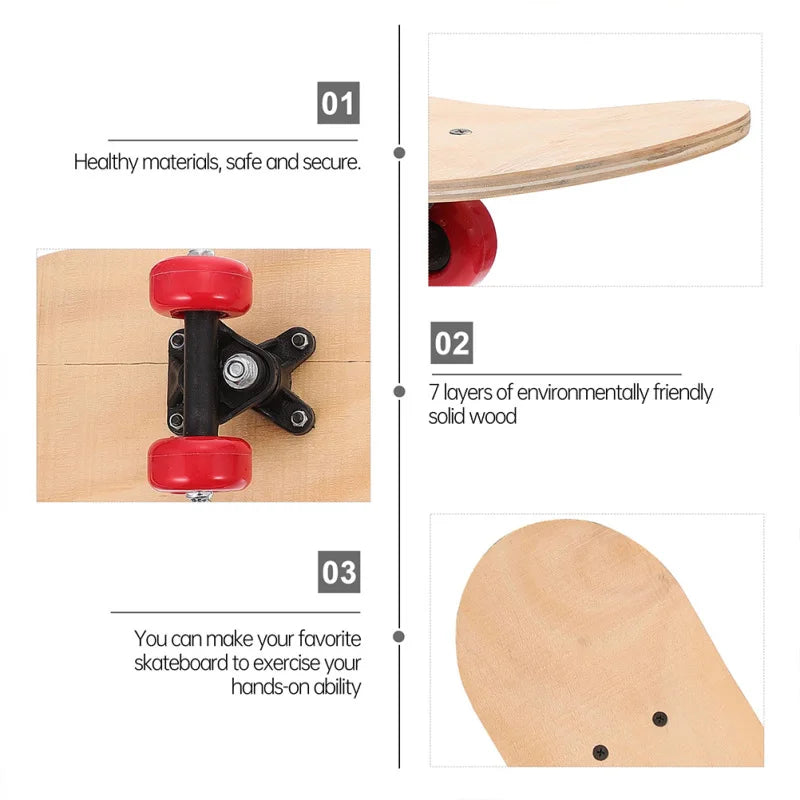 DIY Wooden Skateboard & Longboard Set - Blank Decks with Wheels and Trucks for Kids' Customization