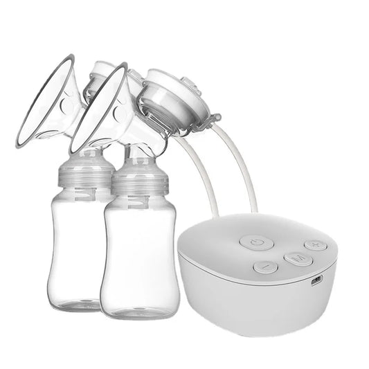 Double Electric Breast Pump - USB Rechargeable with Baby Milk Bottle & Cold/Heat Pad, BPA-Free