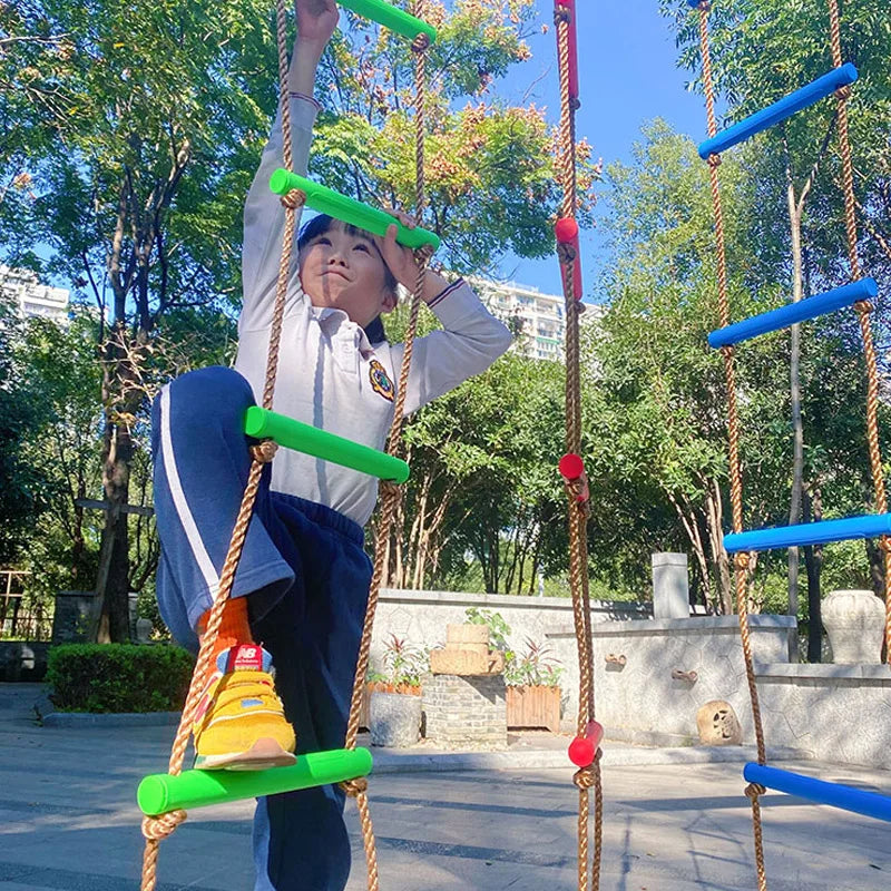 Climbing Rope Ladder for Kids - Outdoor Playground Swing, Tree House, Backyard Games, and Sensory Integration Training Equipment