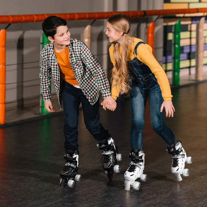 Kids Roller Skate Shoes - 4-Wheel Skating Sneakers with Flashing Wheels & Protective Gear for Boys & Girls