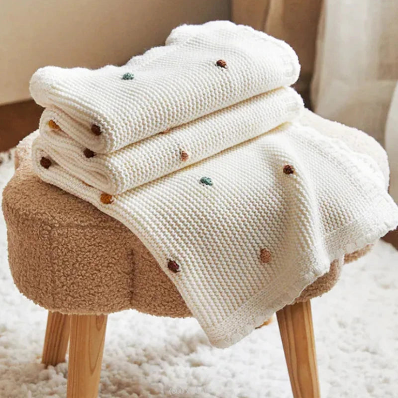 Knitted Baby Blanket for Newborn - Swaddle Wrap, Crib & Stroller Blanket