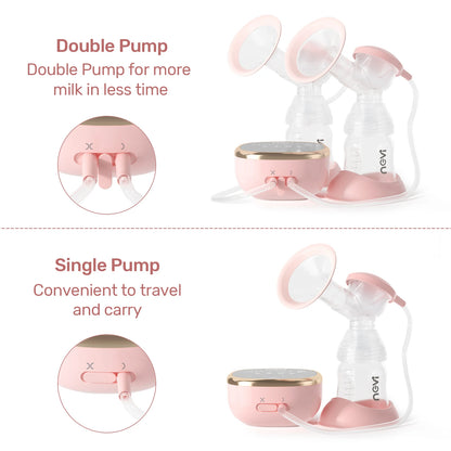 NCVI Double Electric Breast Pump - 4 Modes & 9 Levels with 4 Flange Sizes & 10 Breastmilk Storage Bags