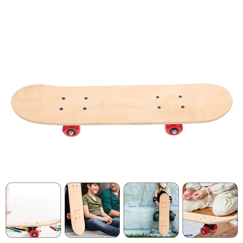 DIY Blank Skateboard Wooden Decks - Customizable Longboard with Wheels, Trucks & Graffiti Supplies for Kids