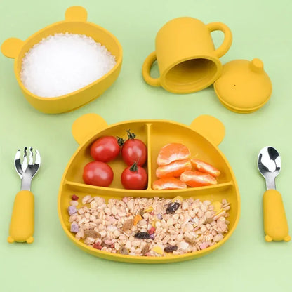 Baby Cartoon Tableware Set - Stainless Steel Toddler Dinnerware