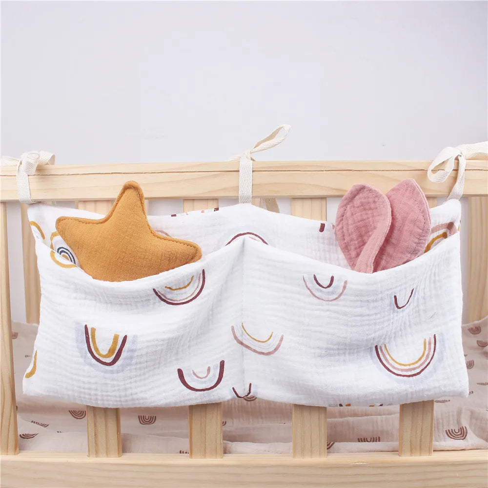 Baby Crib Organizer - Bedside Hanging Diaper & Nursery Storage Bag