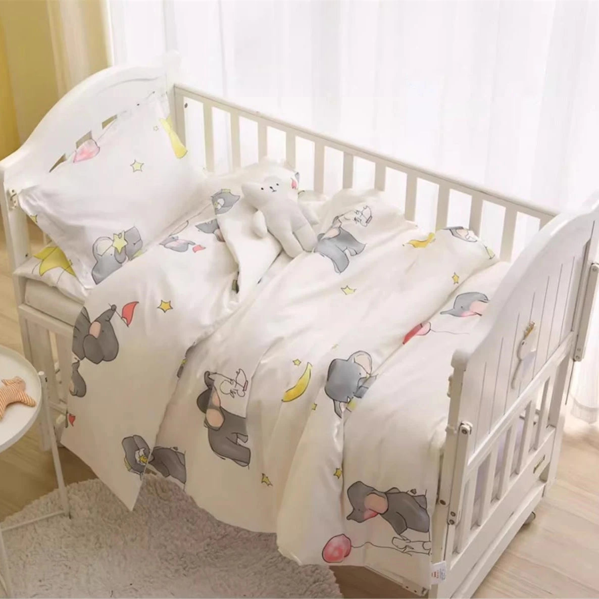 Without Filler Cotton Crib Bed Bedding Set for Boys and Girls – 3PCS Cartoon Baby Bedding Set