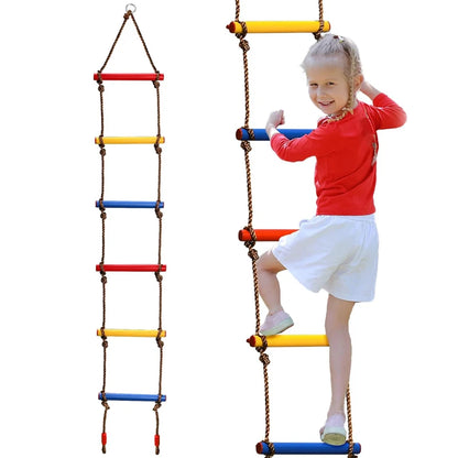 Climbing Rope Ladder for Kids - Outdoor Playground Swing, Tree House, Backyard Games, and Sensory Integration Training Equipment