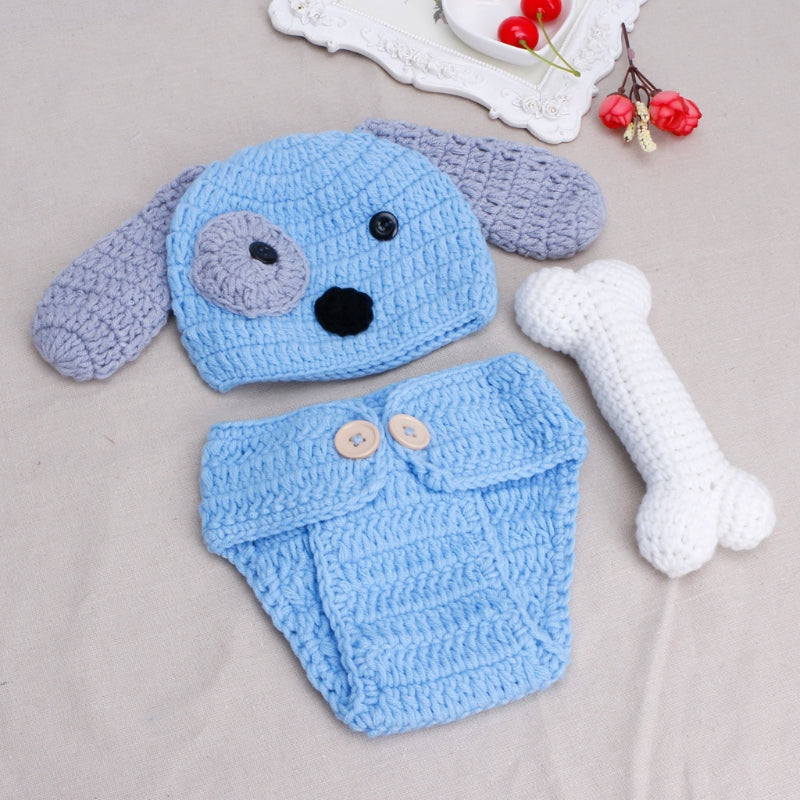 Newborn Photography Props Costume Set - Crochet Knit Hat & Cape for Studio & Halloween