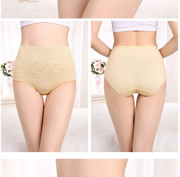 3Pcs Plus Size Cotton Panties for Women - High Waist Abdominal Briefs for Postpartum Recovery