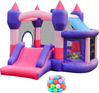 Bouncy House for Kids Outdoor - Inflatable Bounce House with Blower, Bouncing Ball Pit & Basketball Rim, Ocean Theme