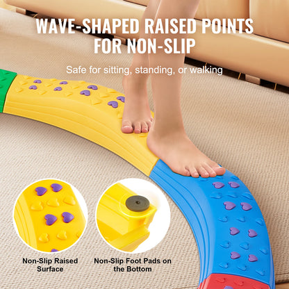 VEVOR Kids Balance Beam & Stepping Stones Set - Non-Slip Sensory Training Montessori Toys for Toddlers (Ages 2-6), Indoor & Outdoor Play