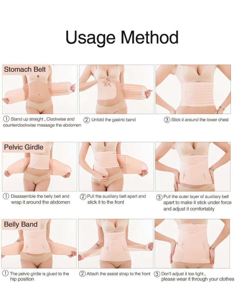 3-in-1 Postpartum Belly Band - Tummy, Pelvis, and Waist Trainer Recovery Belt for Pregnant Women