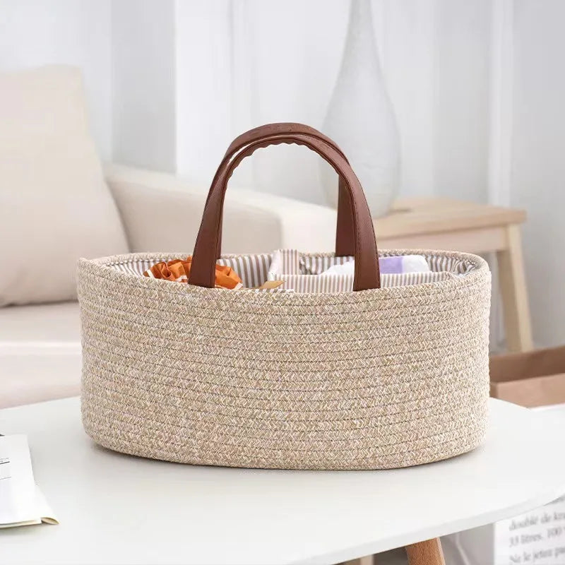 Multi functional travel portable mommy bag, cotton rope, hand-held frame diaper storage bag, baby diaper storage basket