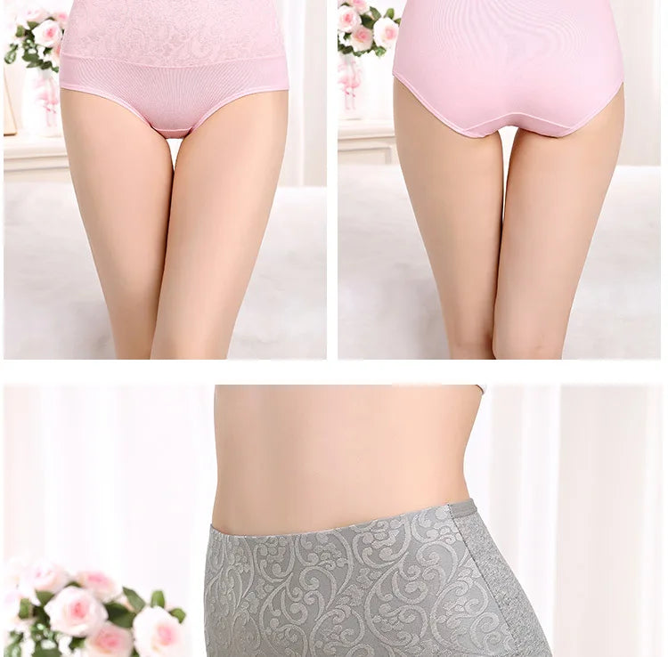 3Pcs Plus Size Cotton Panties for Women - High Waist Abdominal Briefs for Postpartum Recovery