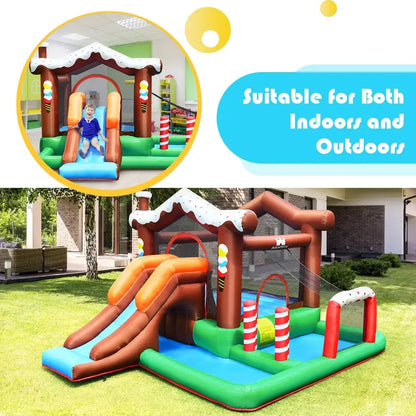 Inflatable Bounce House - Bouncy House for Toddlers and Kids Ages 5-12, Indoor/Outdoor Party Fun with 480W Blower & Large Ball Pit