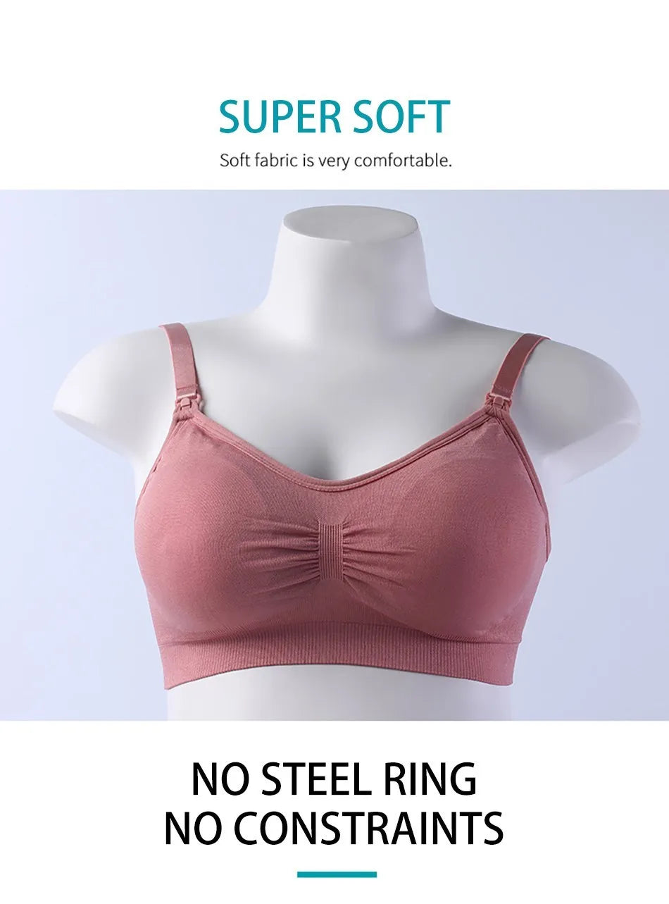 Maternity Nursing Bra - Detachable Seamless Breastfeeding Bralette for Pregnant Women, Plus Size Available