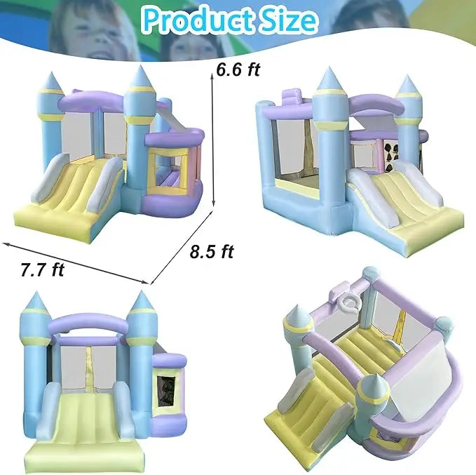 Bouncy House for Kids Outdoor - Inflatable Bounce House with Blower, Bouncing Ball Pit & Basketball Rim, Ocean Theme