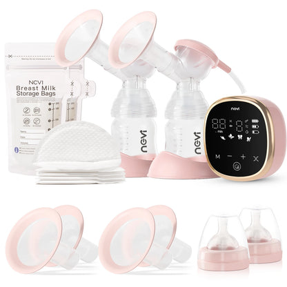 NCVI Double Electric Breast Pump - 4 Modes & 9 Levels with 4 Flange Sizes & 10 Breastmilk Storage Bags