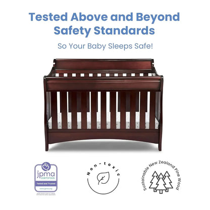 Delta Children Bentley S Series 4-in-1 Convertible Baby Crib - Black Cherry Espresso