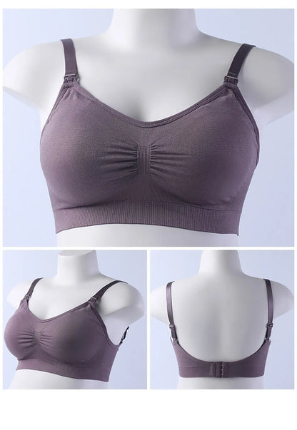 Maternity Nursing Bra - Detachable Seamless Breastfeeding Bralette for Pregnant Women, Plus Size Available