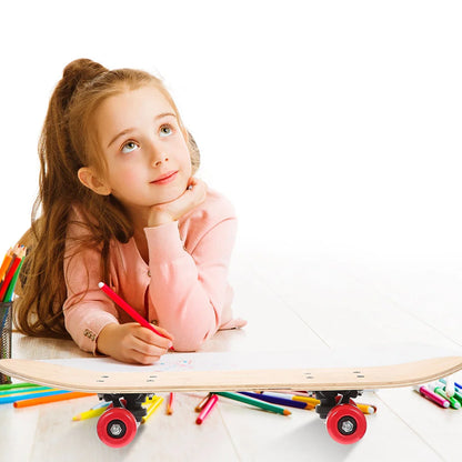 DIY Blank Skateboard Wooden Decks - Customizable Longboard with Wheels, Trucks & Graffiti Supplies for Kids