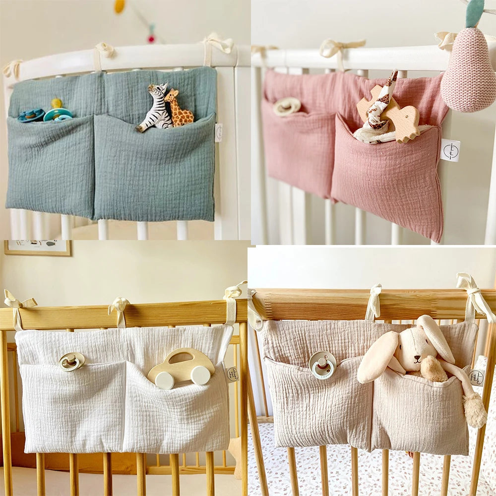 Baby Crib Organizer - Bedside Hanging Diaper & Nursery Storage Bag