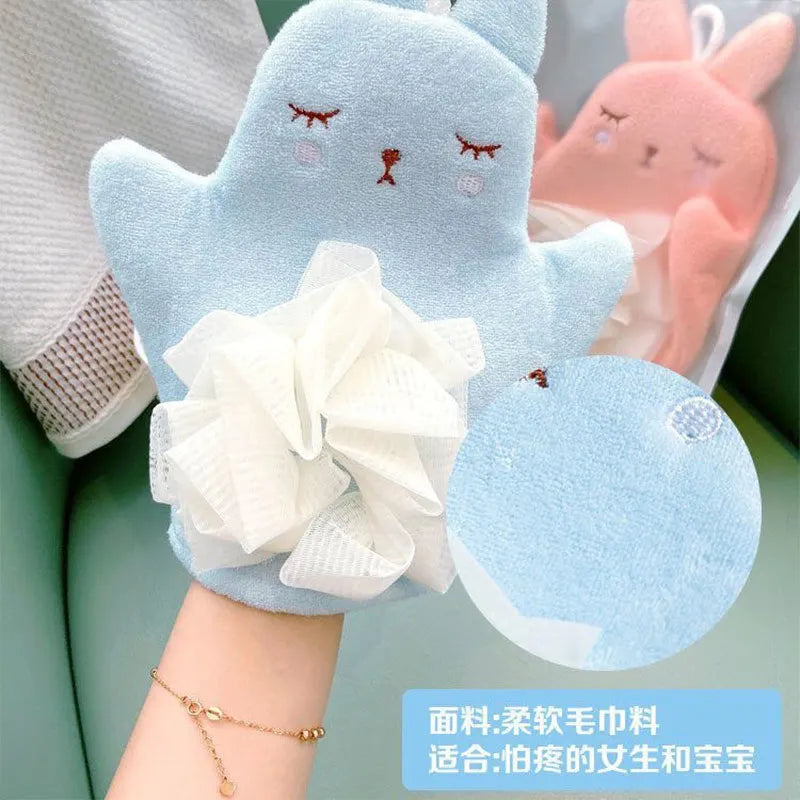 Baby Bath Gloves for Kids - Cartoon Animal Shape Shower Brush Washcloth