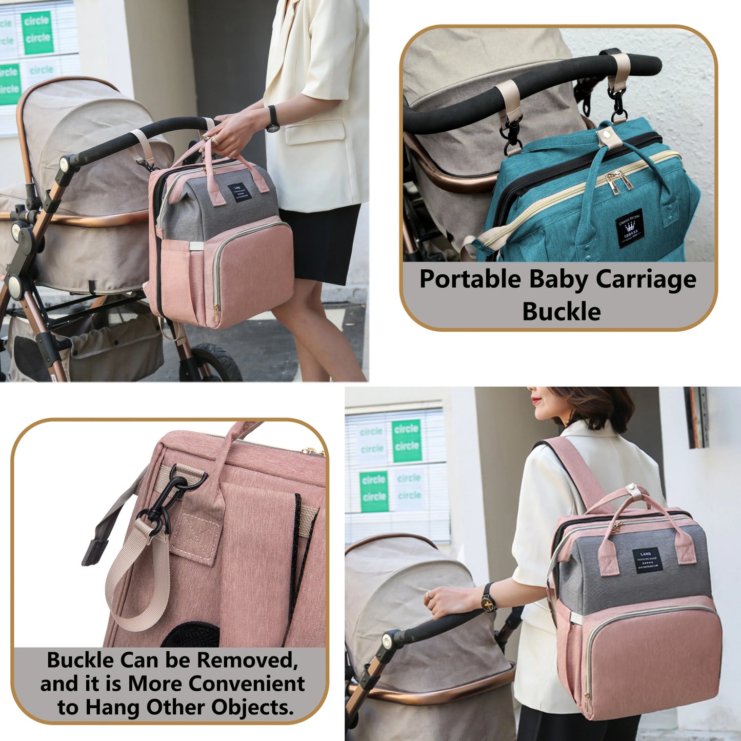 Lightweight Mommy Bag with Portable Folding Crib - Large-Capacity Travel Maternity Backpack