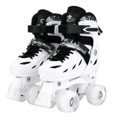 Kids Roller Skate Shoes - 4-Wheel Skating Sneakers with Flashing Wheels & Protective Gear for Boys & Girls