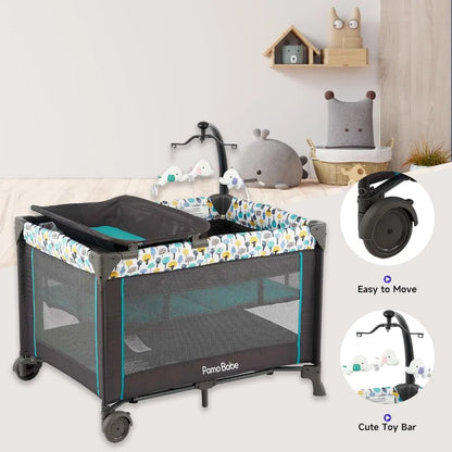 Portable Crib for Baby - Portable Baby Playpen with Detachable Bassinet and Changing Table