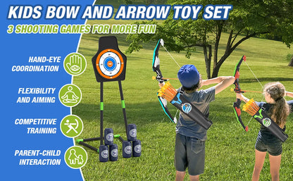 2 Pack Bow and Arrow for Kids - LED Light Up Archery Set with 24 Suction Cup Arrows, Indoor & Outdoor Sports Gift for Boys & Girls