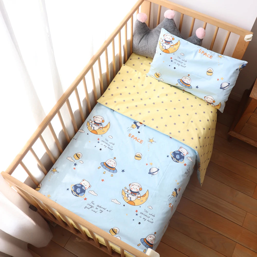 3 Pcs Baby Crib Bedding Set - Cotton Bed Linens