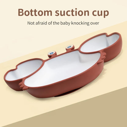 Kawaii Crab Baby Feeding Set - Silicone Baby Bowls, Plates & Spoons, Non-Slip Tableware for Kids