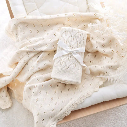 Knitted Baby Blanket - Newborn Baby Shower Gift Cotton Swaddle Wrap