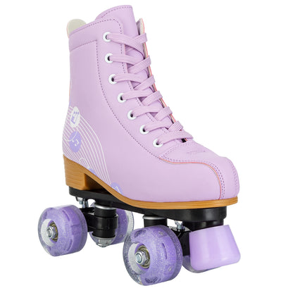 Pink & Purple Double Row Roller Skates for Women & Kids - Breathable Leather 4-Wheel Skating Sneakers