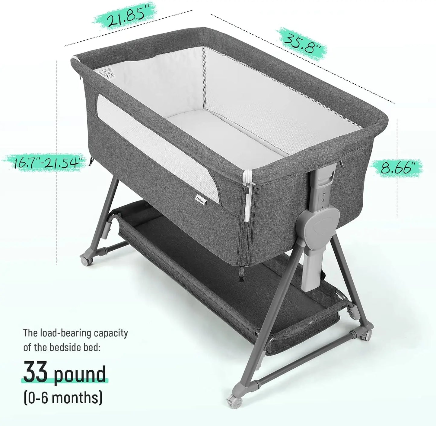 Baby Bassinet – Beside Sleeper for Baby with Easy Folding Design, Storage Basket, and Wheels to Reduce Mom's Fatigue