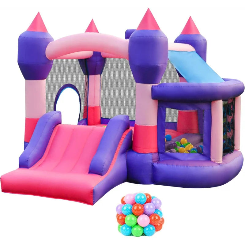 Bouncy House for Kids Outdoor - Inflatable Bounce House with Blower, Bouncing Ball Pit & Basketball Rim, Ocean Theme