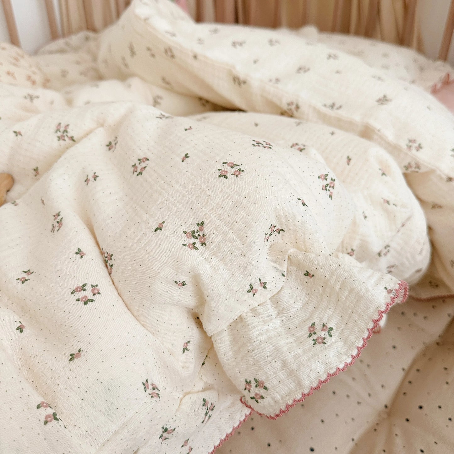 Vintage Floral Muslin Cotton Baby Crib Bedding Set