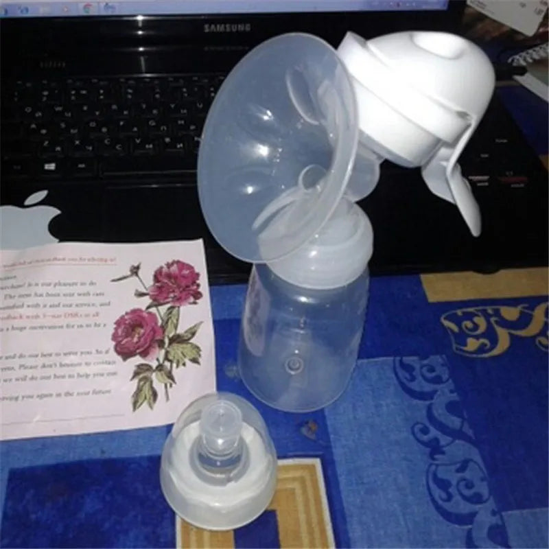 Manual Breast Pump - Baby Feeding Suction Milk Pump with Bottle for Postpartum Use