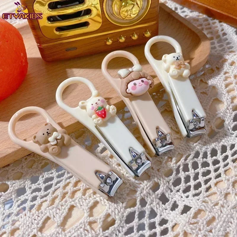 New Cute Cartoon Bear Bunny Nail Clippers - Anti-Splash Nail Trimmer for Baby Nail Care