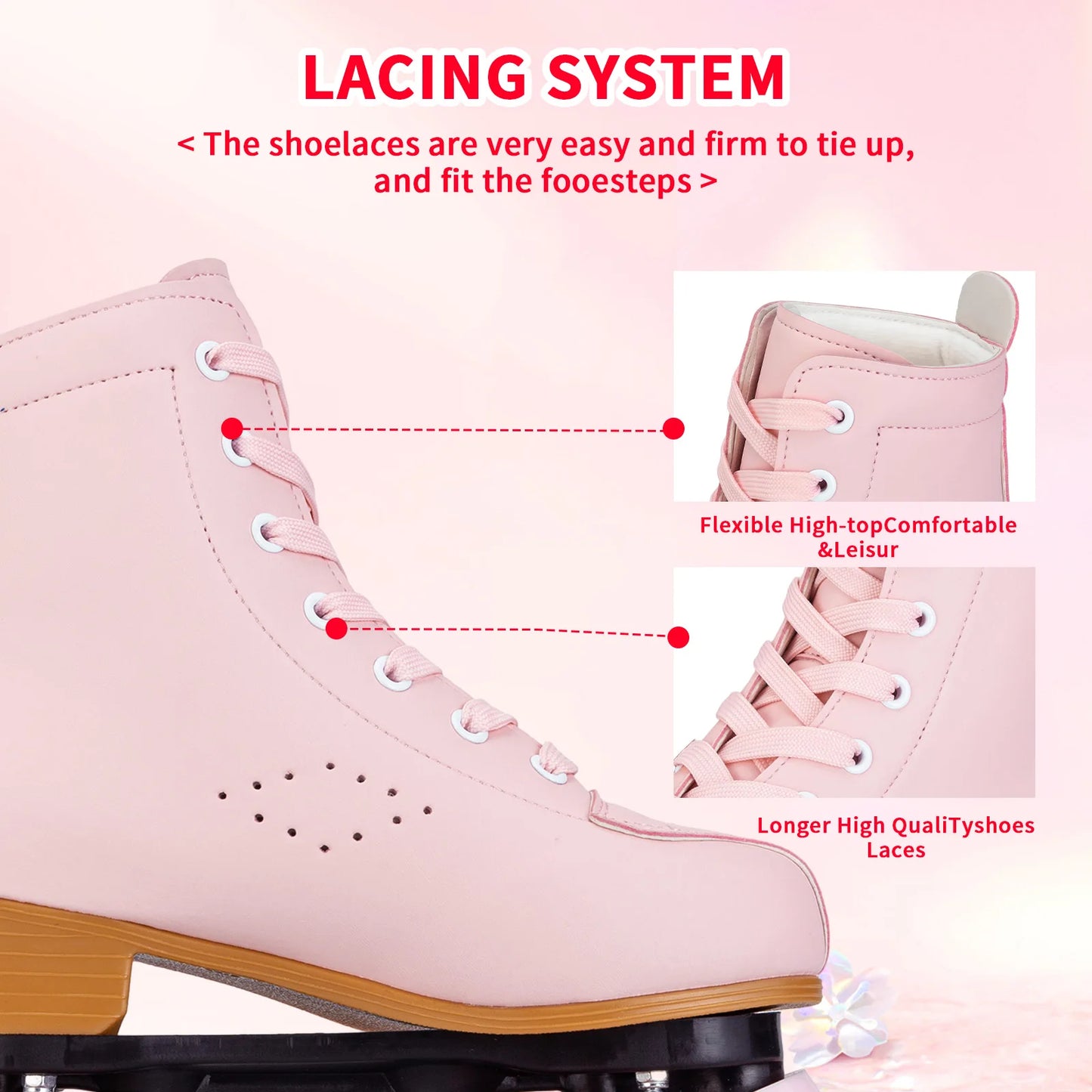 Pink & Purple Double Row Roller Skates for Women & Kids - Breathable Leather 4-Wheel Skating Sneakers