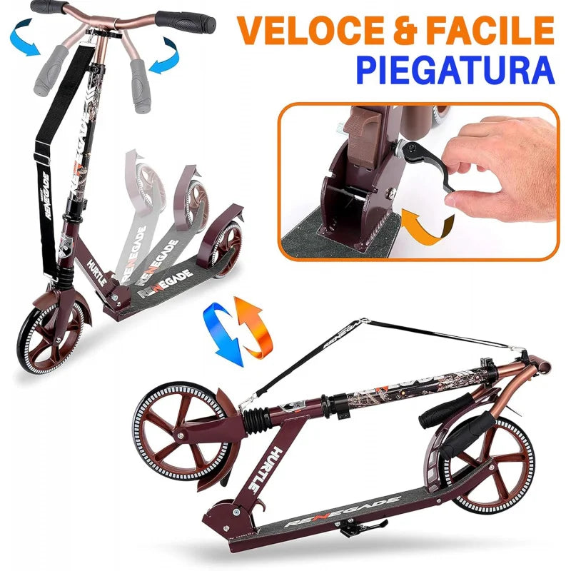 Renegade Kick Scooters for Kids, Teenagers, and Adults - 2-Wheel Scooter with Adjustable T-Bar Handlebar & Alloy Anti-Slip Deck