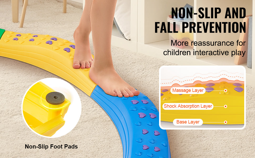 VEVOR Kids Balance Beam & Stepping Stones Set - Non-Slip Sensory Training Montessori Toys for Toddlers (Ages 2-6), Indoor & Outdoor Play